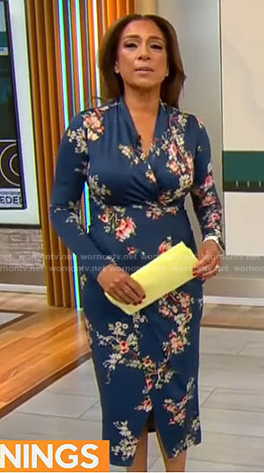 Michelle Miller’s teal floral dress on CBS Mornings