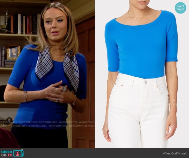 Milly Beach Blue Boat Neck Top worn by Abby Newman (Melissa Ordway) on The Young and the Restless