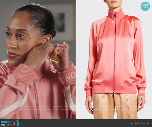 Camicia Logo-Sleeve Track Jacket by Moncler worn by Rainbow Johnson (Tracee Ellis Ross) on Black-ish