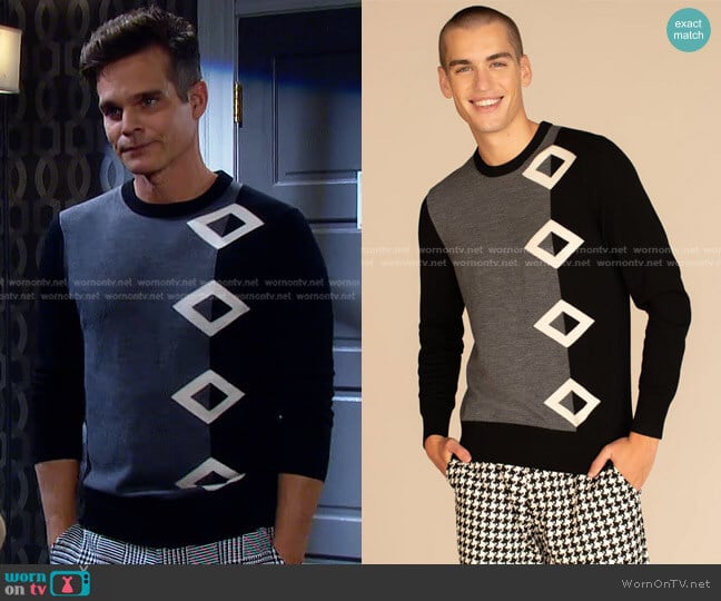 Populuxe Crewneck Sweater by Mr Turk worn by Leo Stark (Greg Rikaart) on Days of our Lives