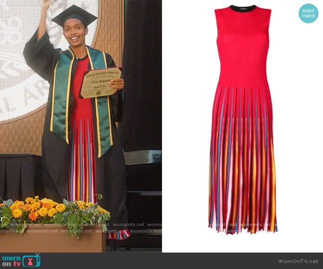 Pleated Dress by MSGM worn by Zoey Johnson (Yara Shahidi) on Grown-ish