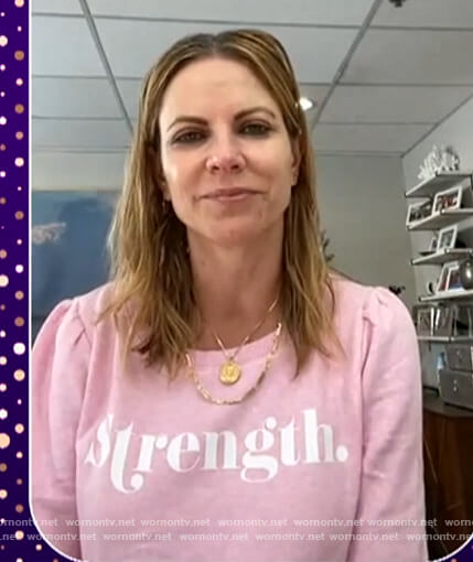 Natalie's pink strength sweatshirt on The Talk