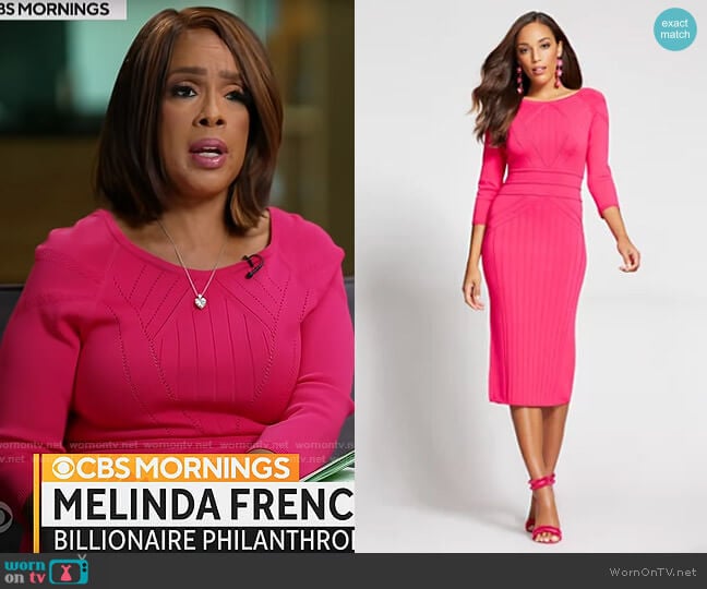 Gabrielle Union Collection at New York & Co Stitched Sweater Dress worn by Gayle King on CBS Mornings