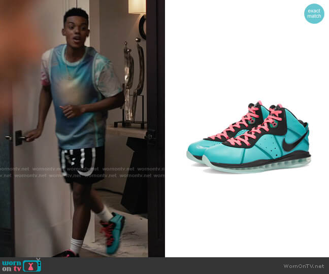 Nike Lebron VII Sneakers in Black, Flash Pink & Green worn by Will Smith (Jabari Banks) on Bel-Air