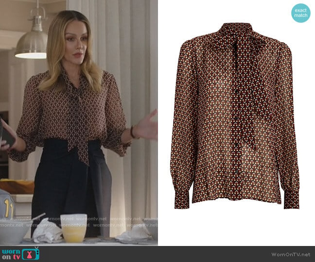 Geometric Silk Shirt by Nili Lotan worn by Laura Baker (Monet Mazur) on All American