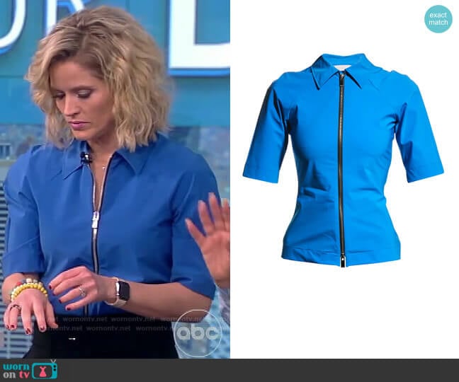 Neoprene Zip-Front Top by Nina Ricci worn by Sara Haines  on The View