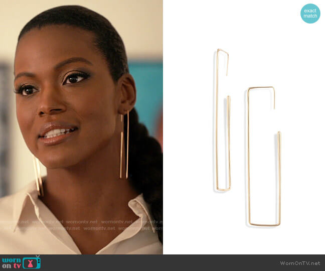 Open Edit Rectangular Hoop Earrings worn by Vivian Banks (Cassandra Freeman) on Bel-Air