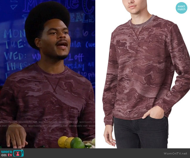 Paige Red Velvet Marble Jaxton Long Sleeve T-Shirt worn by Carter (Julian Gant) on Call Me Kat