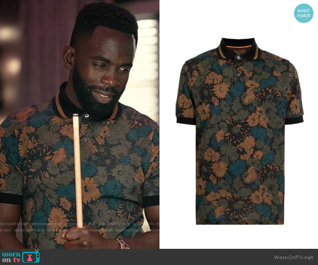 Paul Smith Archive Floral print polo shirt worn by Geoffrey (Jimmy Akingbola) on Bel-Air