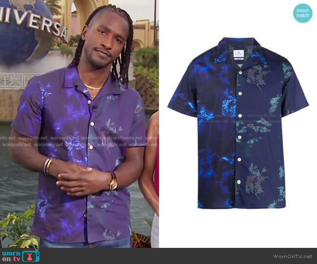 Floral Camp Collar Shirt  by PS Paul Smith worn by Scott Evans  on Access Hollywood