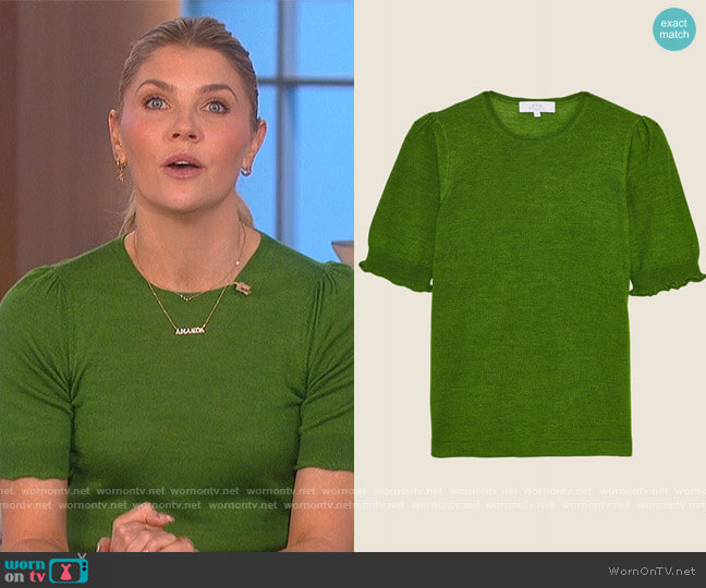 Crewneck Knit by Pearl by Lela Rose worn by Amanda Kloots on The Talk