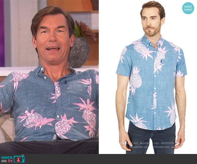 Pineapple Print Short Sleeve Button-Down Shirt by Penguin worn by Jerry O'Connell on The Talk