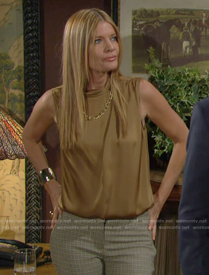 Phyllis’s gold draped top on The Young and the Restless