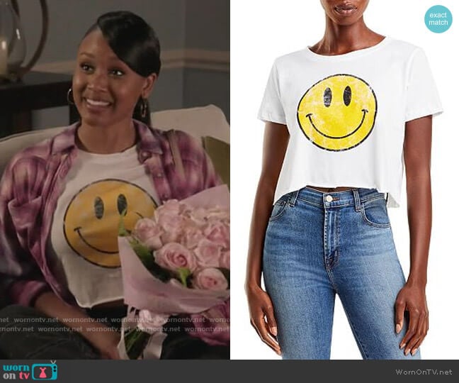 Smiley Cropped Tee by Prince Peter worn by Olivia Lockhart (Katlyn Nichol) on Black-ish