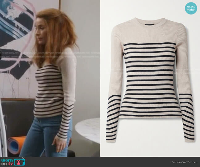 Kate Striped Ribbed Sweater by Rag & Bone worn by Abigail Spencer on Greys Anatomy