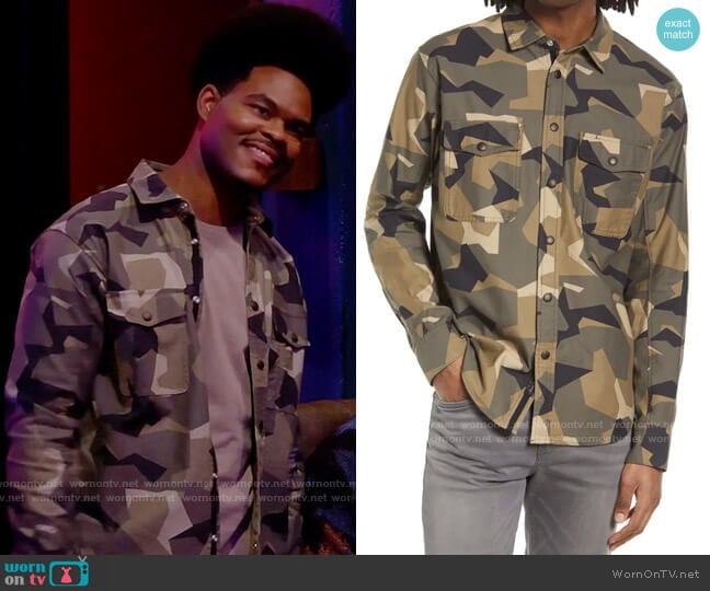 Rag & Bone Engineered Camouflage Long Sleeve Shirt worn by Carter (Julian Gant) on Call Me Kat