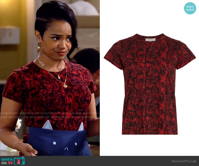 WornOnTV: Randi’s red snake print tee on Call Me Kat | Kyla Pratt ...