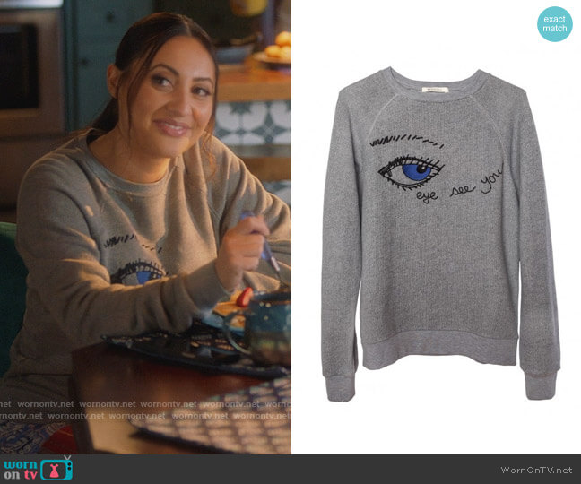 Eye Sweatshirt by Rag doll LA worn by Ana Torres (Francia Raisa) on Grown-ish