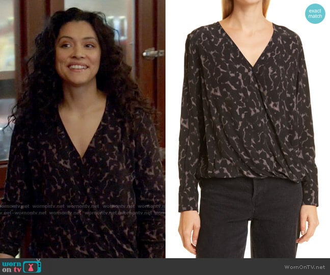 Rails Hillary Top in Diffused Cheetah worn by Stella Kidd (Miranda Rae Mayo) on Chicago Fire