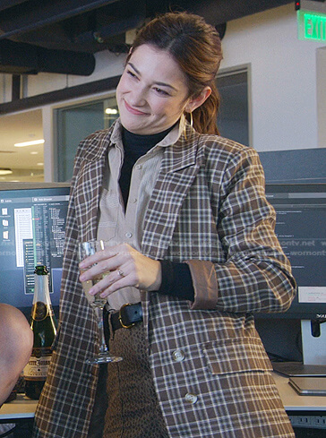 Raisa’s brown plaid blazer on Good Trouble