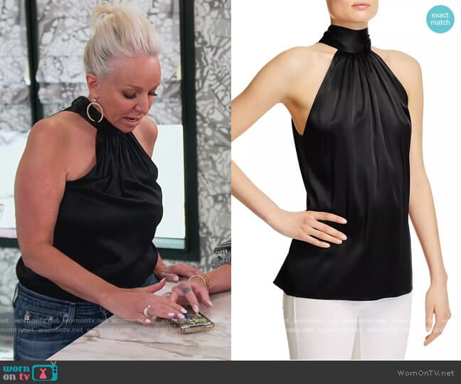 Lori Back-Tie Silk Top by Ramy Brook worn by Margaret Josephs on The Real Housewives of New Jersey