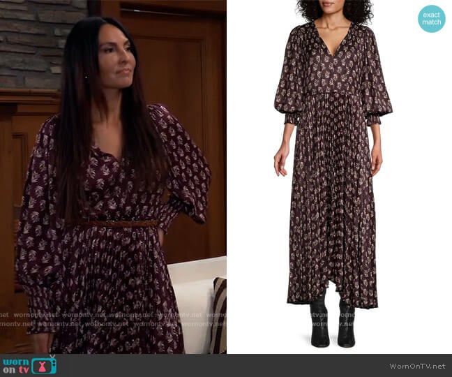 Zia Fleur Pleated Dress by Rebecca Taylor worn by Harmony Miller (Inga Cadranel) on General Hospital