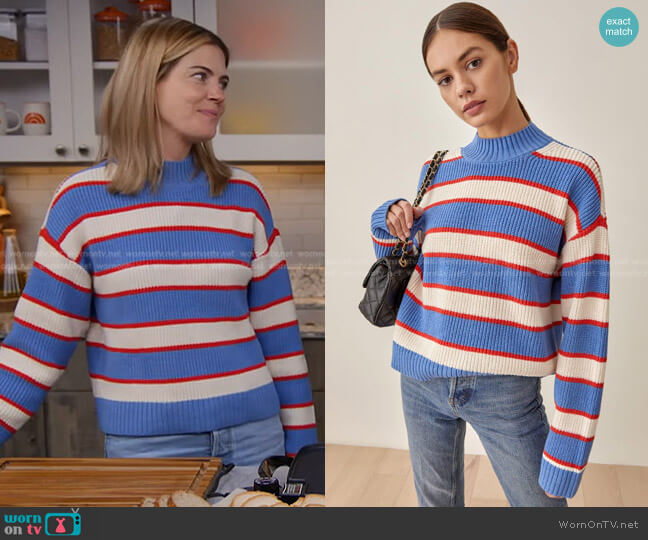 Elio Cotton Stripe Sweater by Reformation worn by Siri Daly on Today