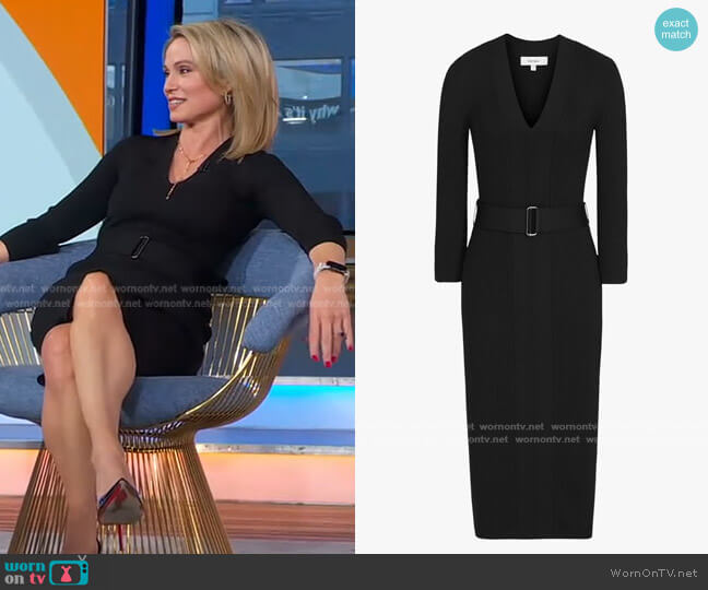 Wornontv Amys Black Ribbed Belted Dress On Good Morning America Amy Robach Clothes And 