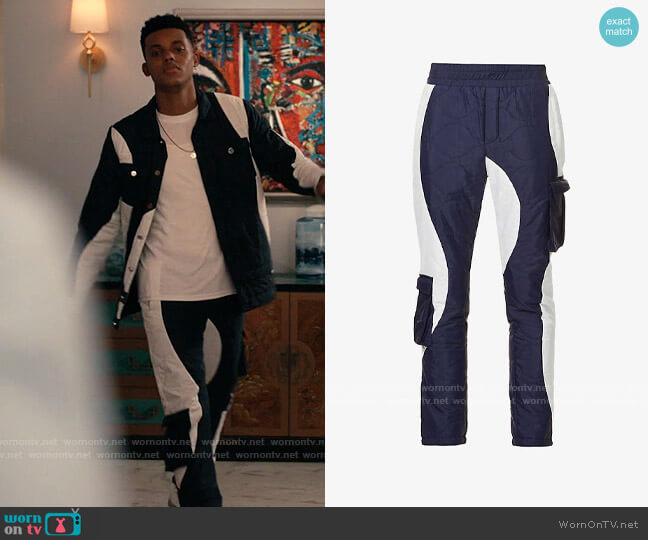 Renowned Military slim onion-quilted shell utility trousers worn by Will Smith (Jabari Banks) on Bel-Air