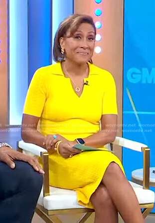 Robin's yellow knit polo dress on Good Morning America