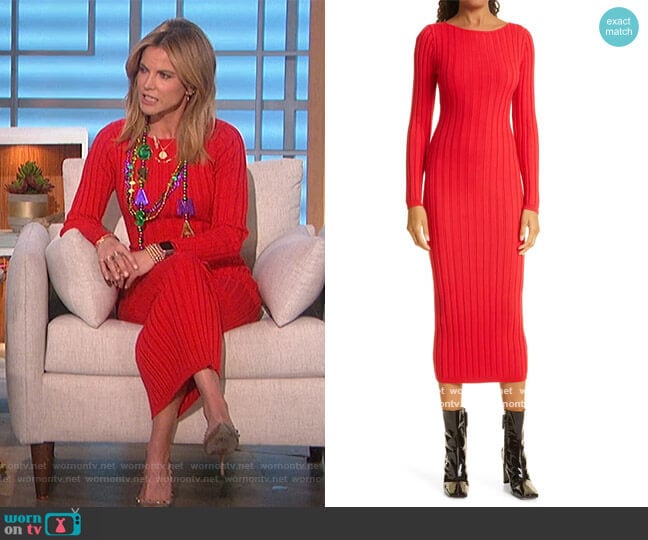 Kaleigh Wide Rib Maxi Sweater Dress by Ronny Kobo worn by Natalie Morales on The Talk