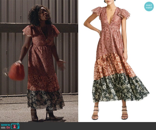 Lori Mixed Print Eyelet Maxi Dress by Sachin + Babi worn by Bridgette Pierce (Yaani King Mondschein) on The Kings of Napa