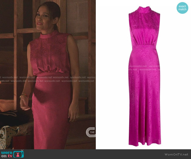 Fleur Sleeveless Midi Dress by Saloni worn by Daniella Alonso on Dynasty