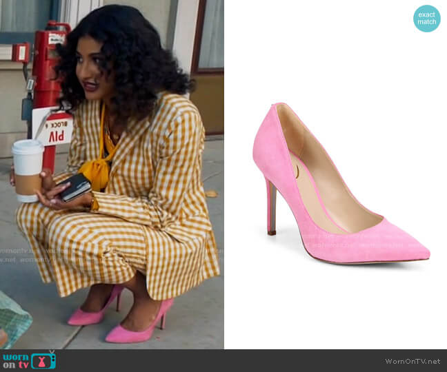 Mikaela’s pink pumps on Mr Mayor