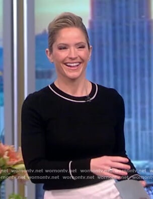 Sara’s black contrast trim sweater on The View