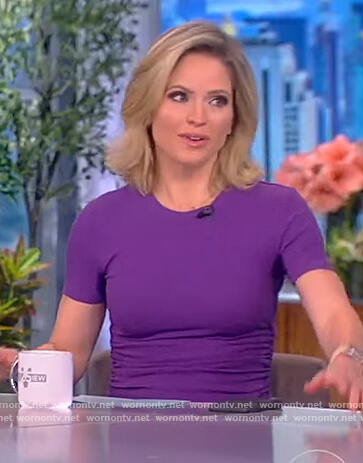 Sara’s purple ruched tee dress on The View