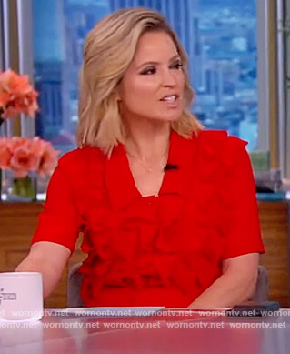 Sara’s red ruffle front dress on The View