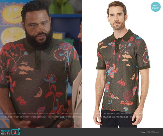 Lightweight Jacquard Knitted Polo by Scotch and Polo worn by Andre Johnson (Anthony Anderson) on Black-ish