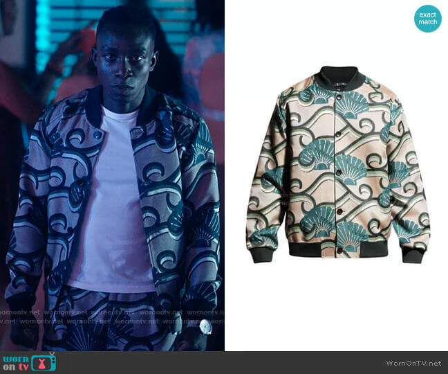 Scotch & Soda Shell Jacquard Bomber Jacket worn by Carlton Banks (Olly Sholotan) on Bel-Air