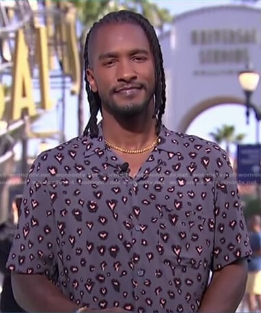 Scott's grey heart print shirt on Access Hollywood