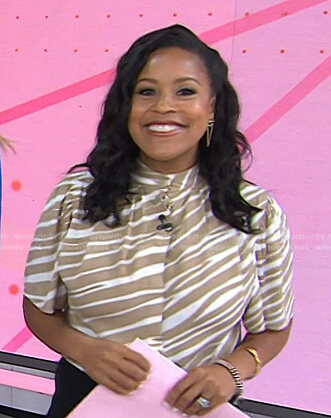 Sheinelle's white and beige print top on Today