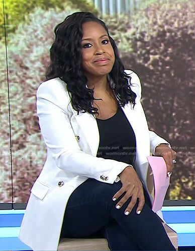 Sheinelle’s white double breasted blazer on Today