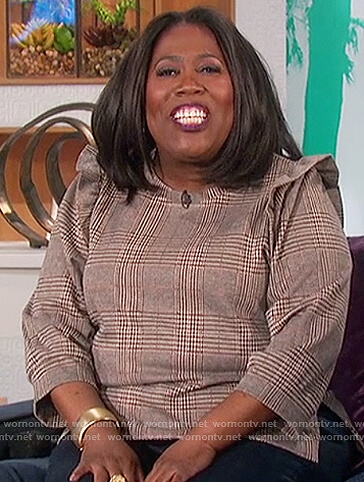 WornOnTV: Sheryl’s gray plaid ruffle top on The Talk | Sheryl Underwood ...