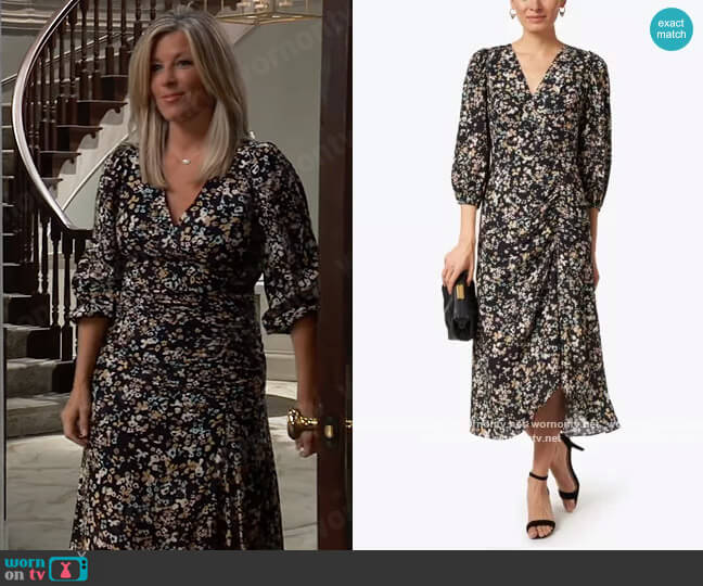 Auden Black Multi Floral Print Dress by Shoshannna worn by Carly Spencer (Laura Wright) on General Hospital