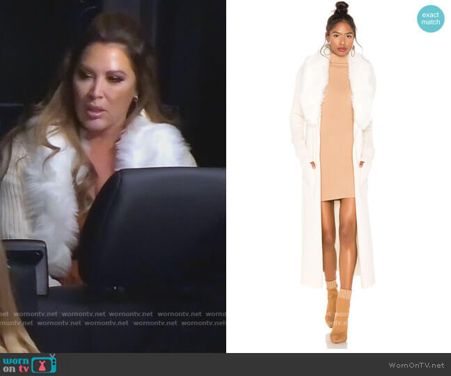 Lombardi Faux Fur Long Cardigan by Show Me Your Mumu worn by Emily Simpson on The Real Housewives of Orange County