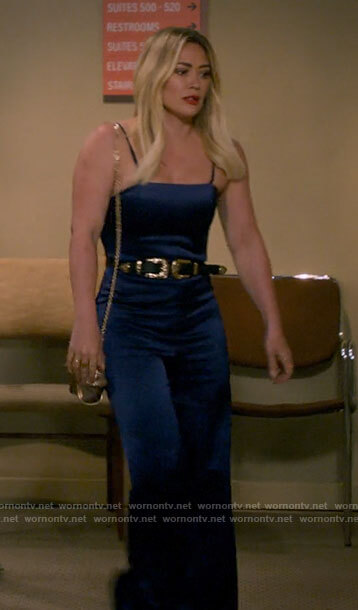 Sophie's blue satin jumpsuit on How I Met Your Father