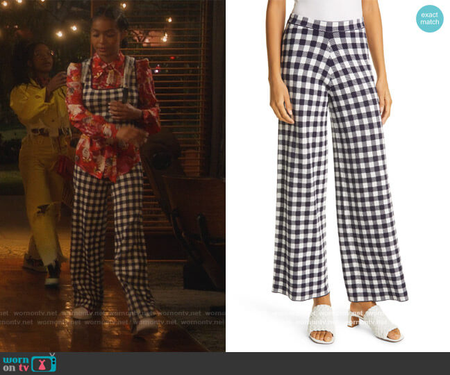 Avalanche Gingham Pull-On Pants by Staud worn by Zoey Johnson (Yara Shahidi) on Grown-ish