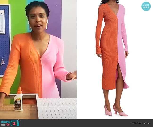 Shoko Sweater Midi Dress by Staud worn by Amber Kemp Gerstel on Tamron Hall Show