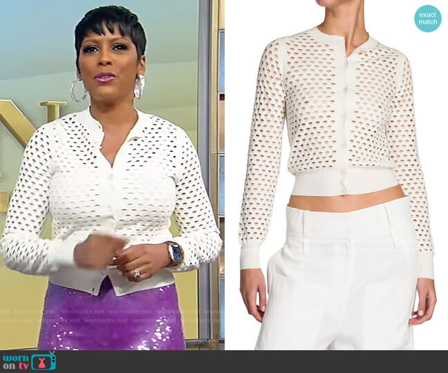 Mesh Knit Crop Cardigan by Stella McCartney worn by Tamron Hall on Tamron Hall Show