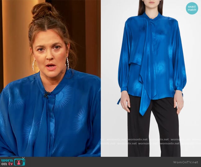 Starburst Jacquard Draped-Front Blouse by Stella McCartney worn by Drew Barrymore on The Drew Barrymore Show